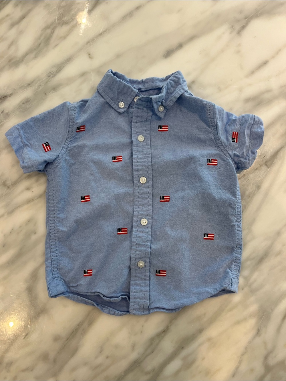 Janie and Jack Embroidered Flag Oxford Shirt 2T worn once!